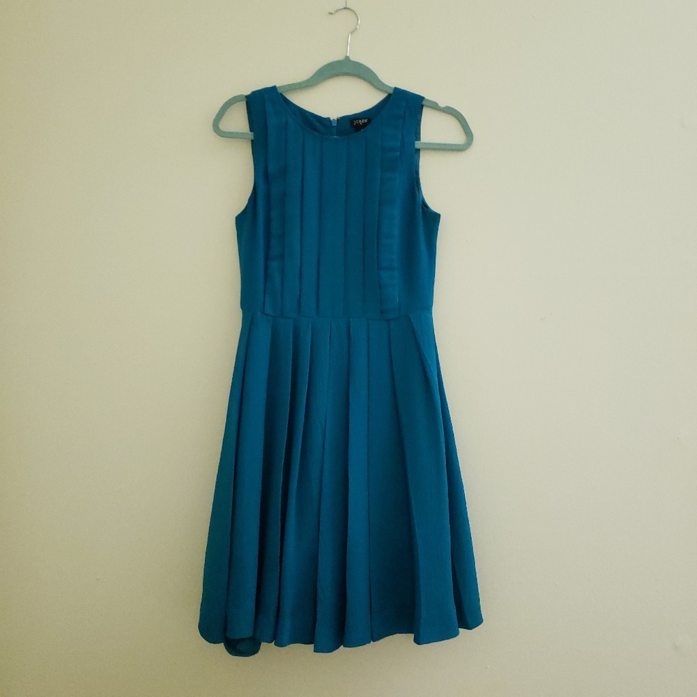 J. Crew Teal Pleated Dress